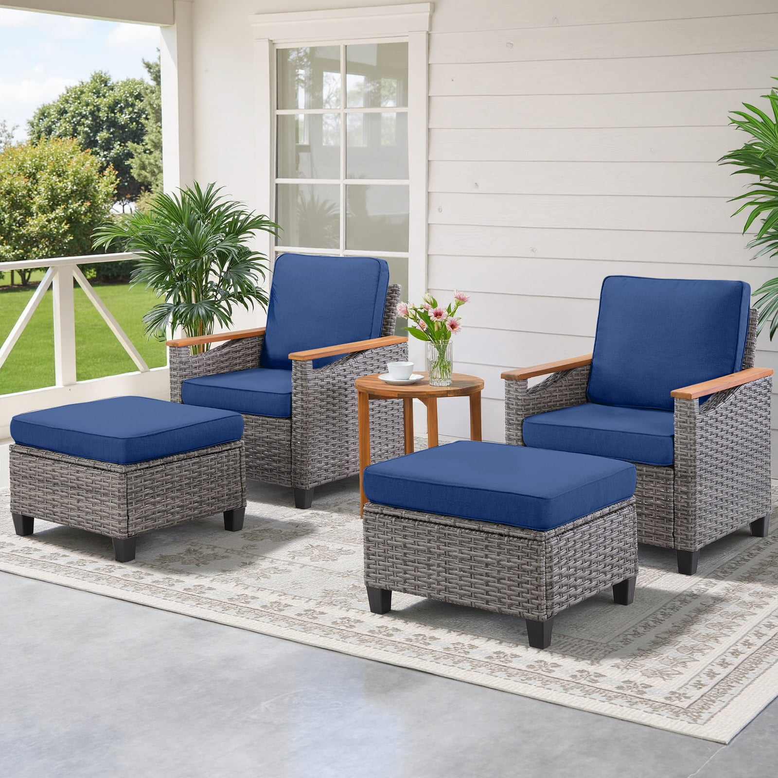 5Pcs Patio Furniture Set Outdoor Rattan Wicker Conversation Set With Coffee Table Cushioned ... pertaining to Bestselling Outdoor Sofas And Chat Sets