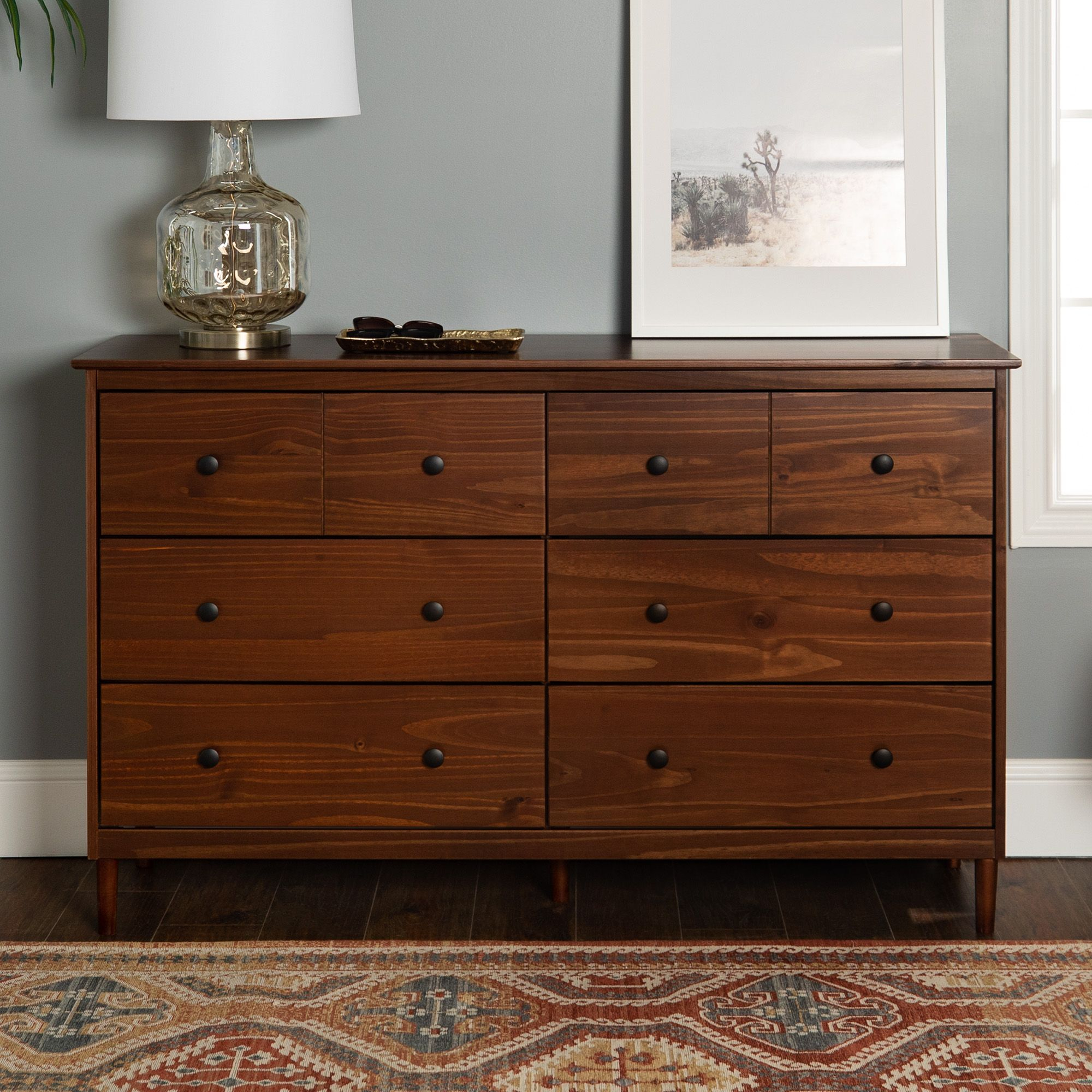 6 Drawer Natural Wood Dresser pertaining to Dann Foley Six Drawer Dresser Walnut Wood Veneer