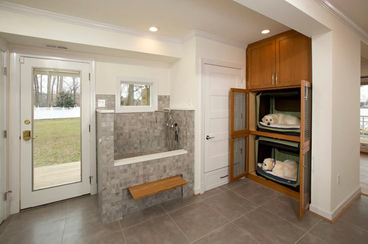 A Laundry Room With Bunk Beds And A Shower For Muddy Dogs | Dog Rooms ... in Creating the Perfect Laundry Sanctuary for Dog Lovers