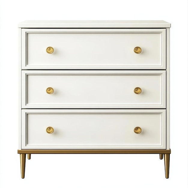 A Stylish White Dresser With Three Drawers And Gold Knobs Ideal For ... regarding Maximizing Storage with a Classic White Dresser