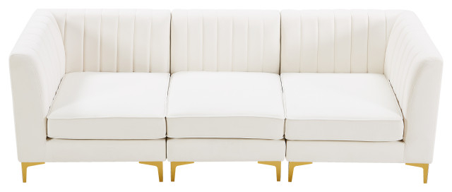 Alina Velvet Modular Sofa, 3-Piece: 1 Armless Chair, 2 Corner Chair - Midcentury - Sofas - By ... intended for Your Guide to Maximizing Space with the Alina Modular Sofa System