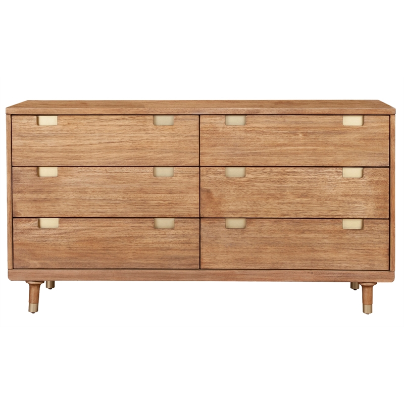 Alpine Furniture Eaton Six Drawer Wood Dressser In Sand (Beige) | Bush ... with regard to Maximizing Storage Solutions with Six-Drawer Dressers