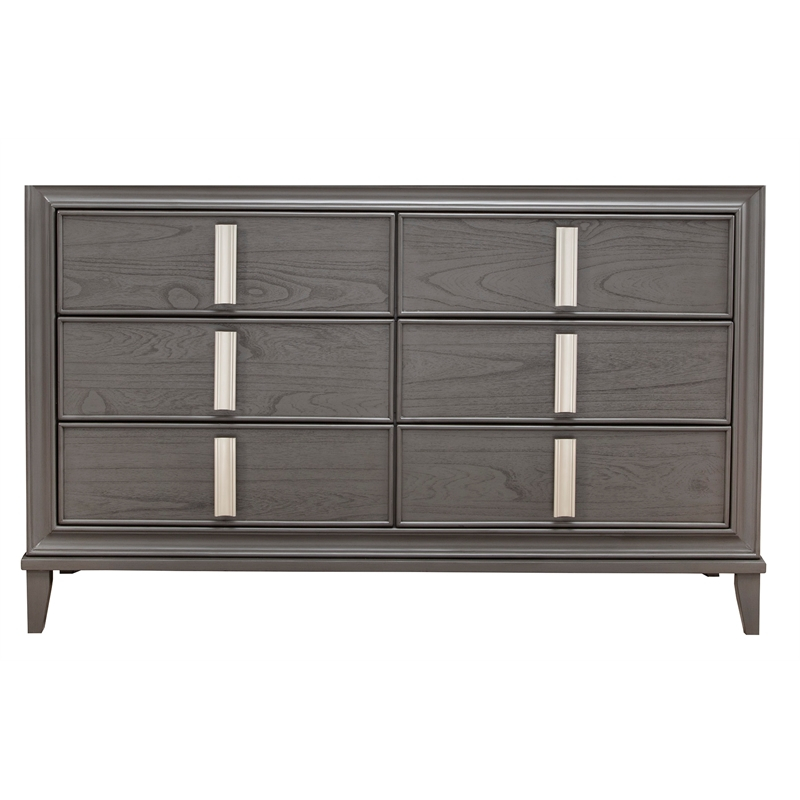 Alpine Furniture Lorraine Wood 6 Drawer Dresser In Dark Gray | Bush ... pertaining to Understanding the craftsmanship behind Alpine Furniture's Lorraine Wood 6 Drawer Dresser