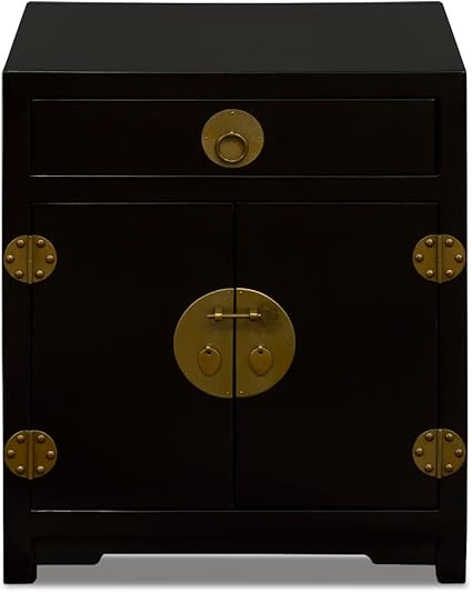 Amazon.com: Chinafurnitureonline Matte Black Elmwood Chinese Ming ... regarding Matte Black Elmwood Bi-Fold Door Chinese Ming Media Cabinet