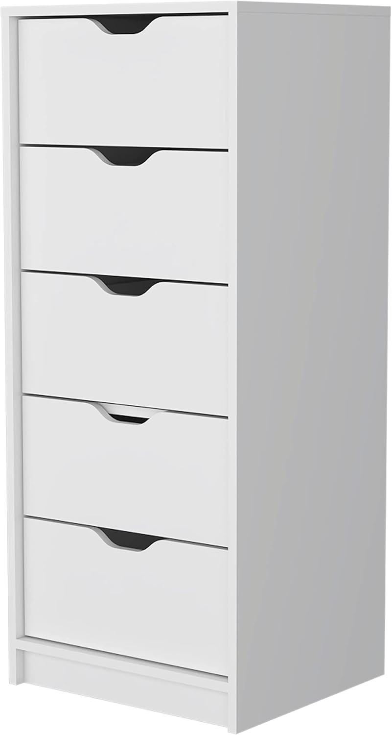 Amazon.com: Fm Furniture Dillon Narrow 5 Drawer Dresser, Tall Chest Of Drawers,White : Home ... throughout Dillon 5 Narrow Drawer Dresser, Tall Chest Of Drawers
