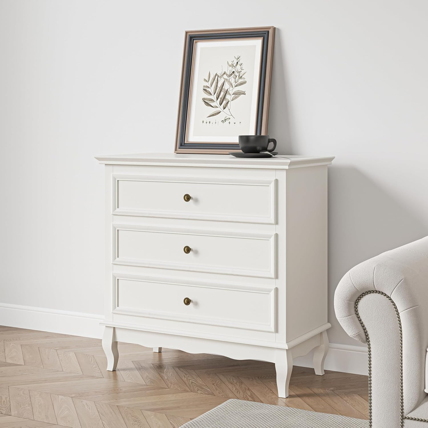 Amazon.com: Royalcraft White 3 Drawer Dresser For Bedroom, Wide Chest ... pertaining to Maximizing Storage with a Classic White Dresser