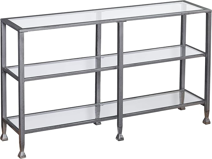 Amazon.com: Sei Furniture Jaymes 3 Tier Glass Console Media Table ... with regard to The Art of Styling a Silver Jaymes Console Table for Modern Living
