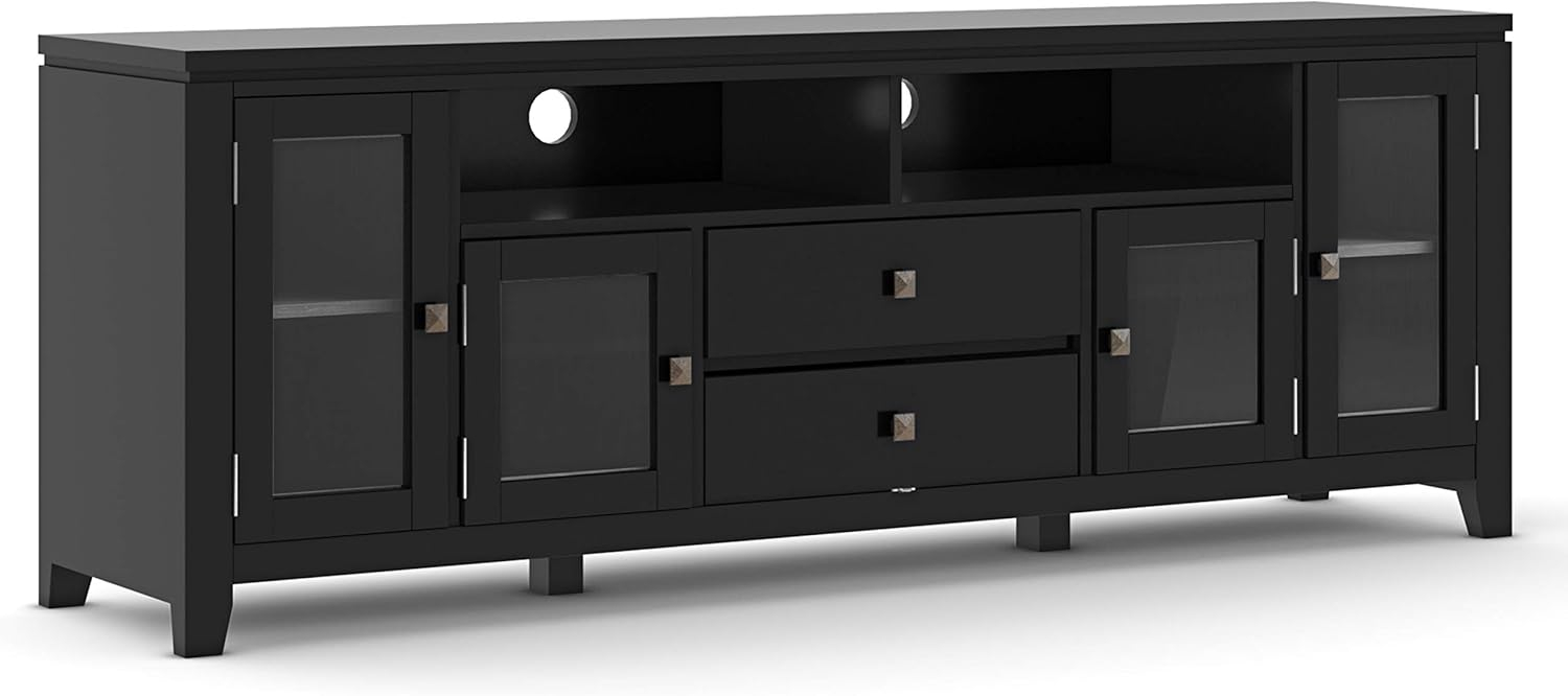 Amazon.com: Simplihome Cosmopolitan Solid Wood 72 Inch Wide ... regarding Cosmopolitan Solid Wood 72 Inch Wide Tv Media Stand For Tvs Up To 80 Inches, Black
