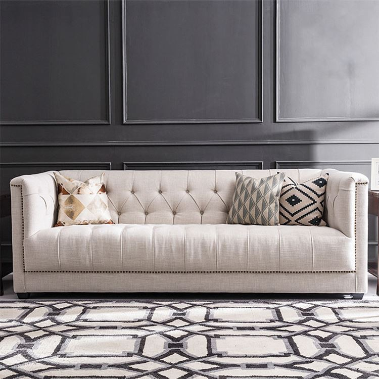 American Modern Living Room Furniture Chesterfield Sofa Set 3 Seater ... for Tupper Modern Chesterfield Tufted Leather Living Room Sofa In Tan