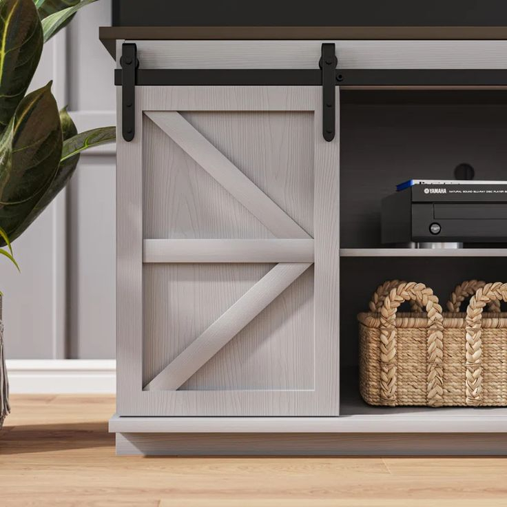 An Entertainment Center With Sliding Doors And Baskets with regard to Taft 58" Tv Entertainment Console, Black