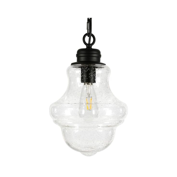 Annie 9.13 Wide Pendant With Glass Shade In Blackened Bronze/Seeded ... for Zeno 8.5 Wide Pendant With Metal Shade In Blackened Bronze/Blackened Bronze