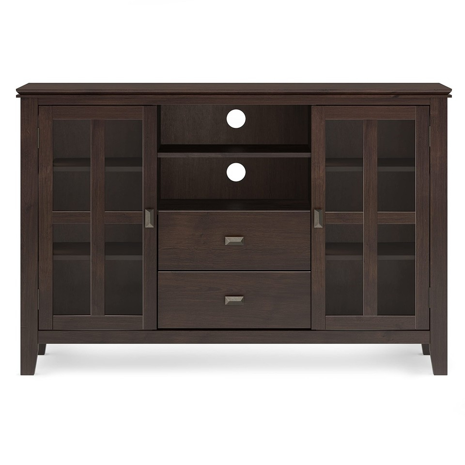 Artisan Solid Wood 53 Inch Wide Contemporary Tv Media Stand In Dark ... regarding The Enduring Appeal of Solid Wood Furniture for Your Entertainment Center