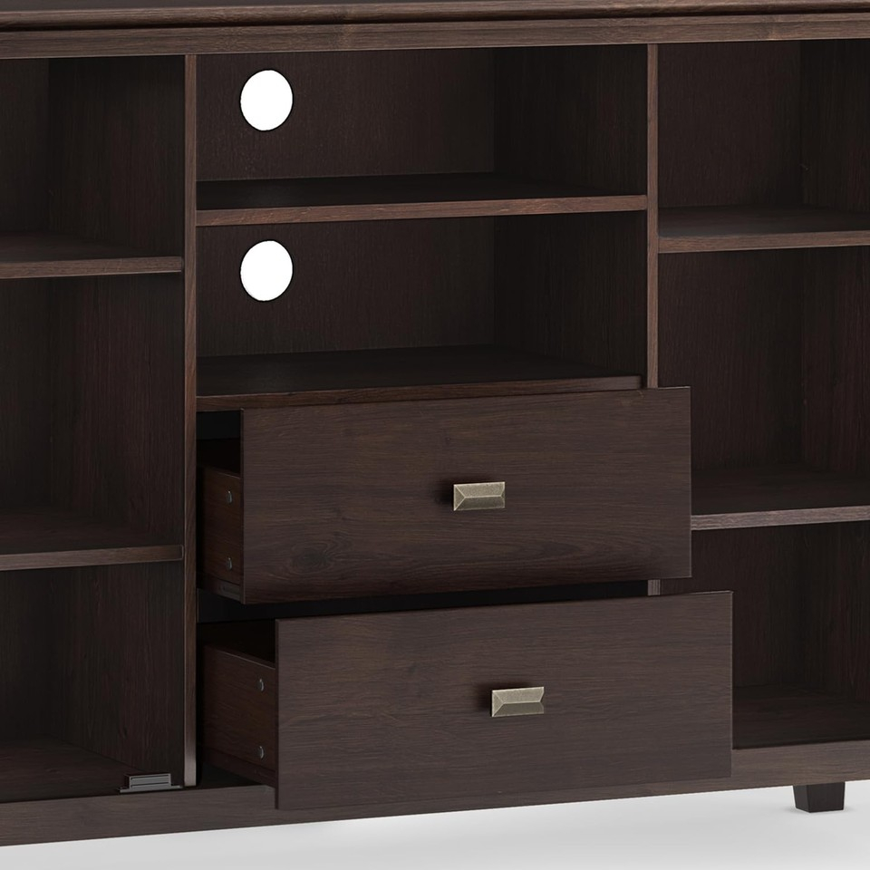Artisan Solid Wood 53 Inch Wide Contemporary Tv Media Stand In Dark ... with regard to The Enduring Appeal of Solid Wood Furniture for Your Entertainment Center