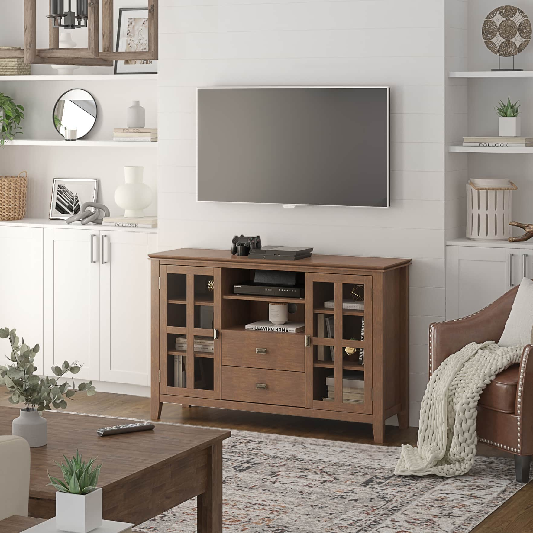 Artisan Solid Wood Tall Tv Media Stand For Tvs Up To 60 Inches ... pertaining to Artisan Solid Wood 53" Wd Contemporary Tv Media Stand In White For Tvs Upto 60"