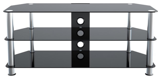 Avf Steel Glass Tv Stand With Cable Management For Up To 55" Tvs In ... within Avf Steel Glass Tv Stand With Cable Management For Up To 55" Tvs In Black/Chrome
