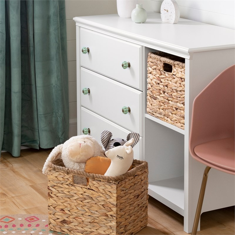 Balka 3-Drawer Dresser With Baskets-Pure White-South Shore | Homesquare throughout Balka 3-Drawer Dresser With Baskets, Pure White