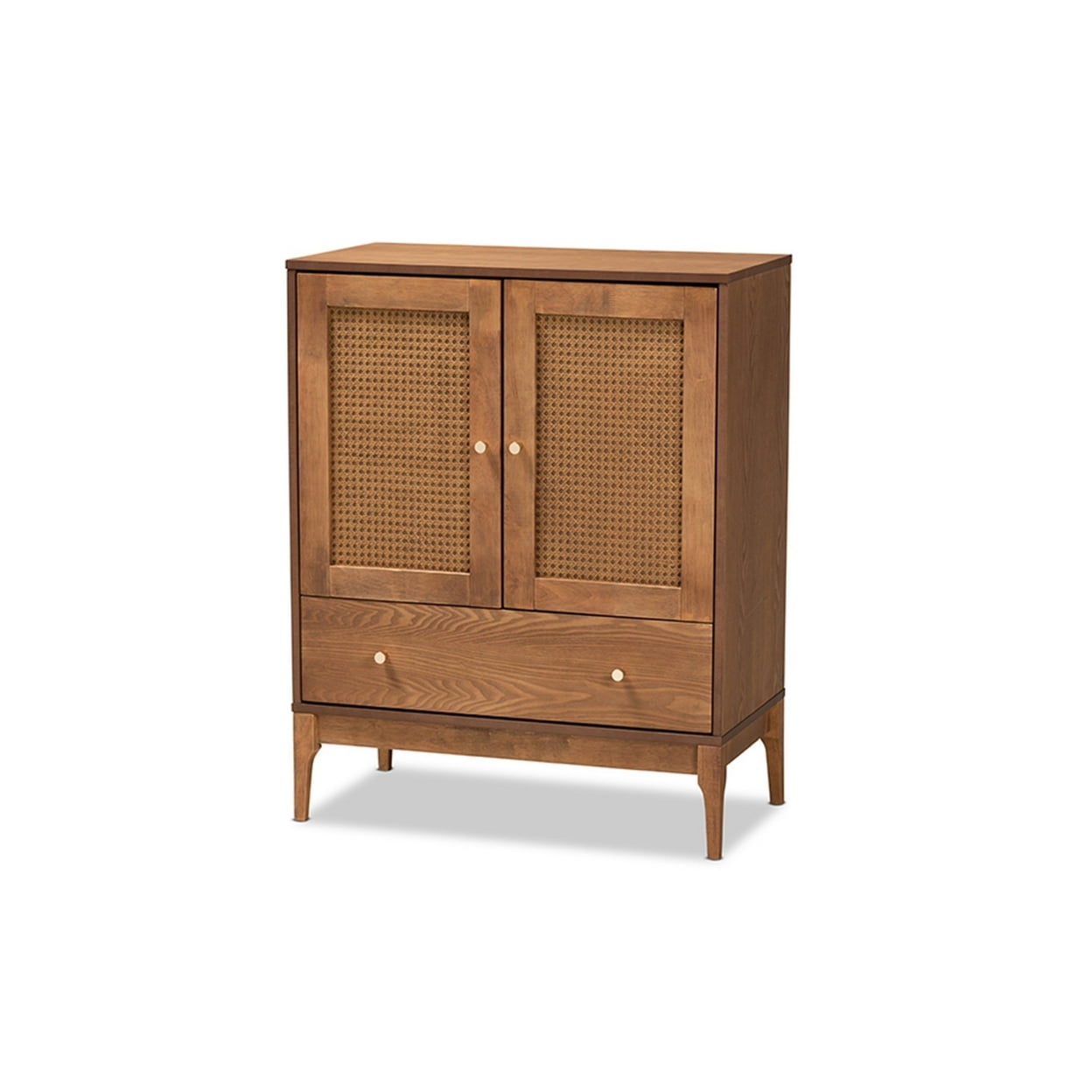 Baxton Studio Ramiel Mid-Century Modern Ash Walnut Finished Wood And ... throughout Ramiel Mid-Century Modern Ash Walnut Finished Wood And Rattan 4-Drawer Chest