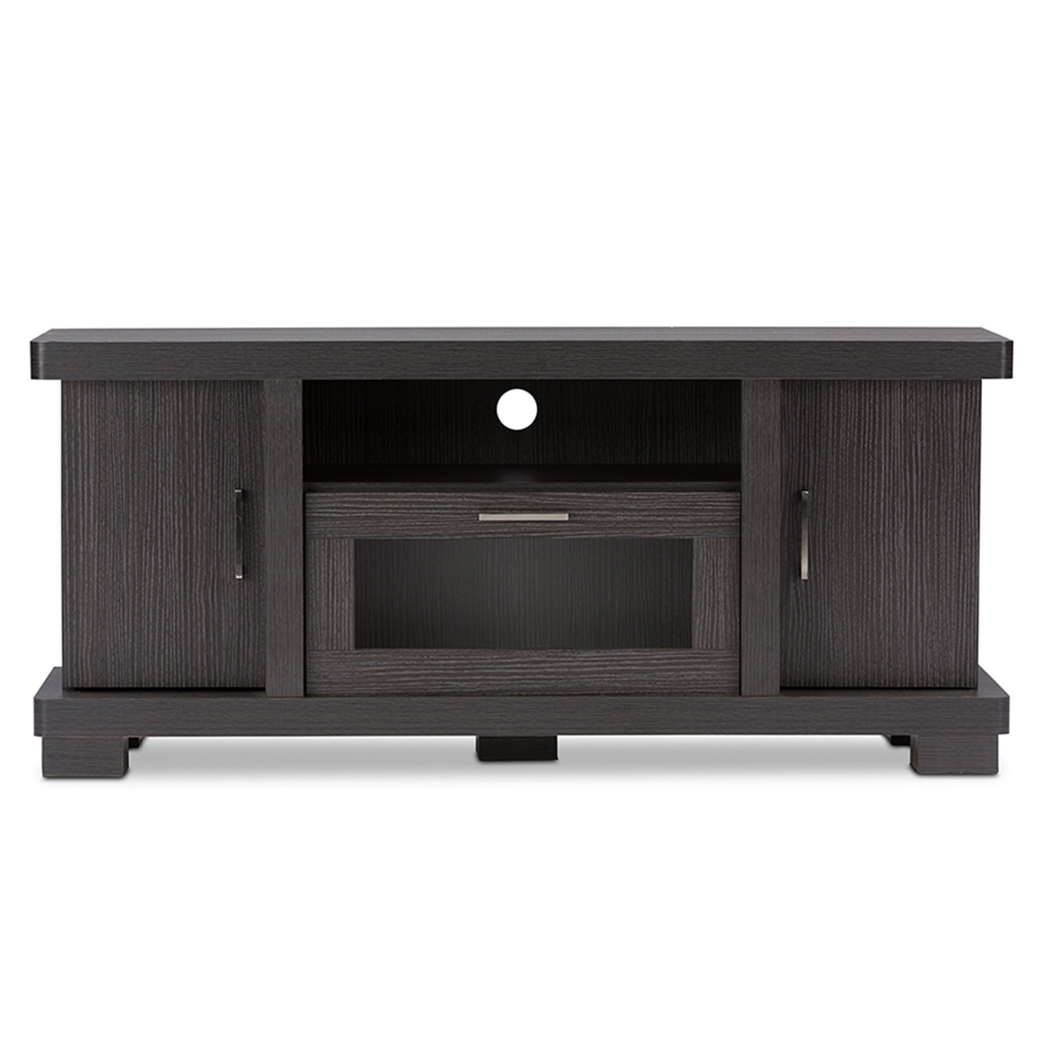 Baxton Studio Viveka 47-Inch Greyish Dark Brown Wood Tv Cabinet With 2 ... intended for Viveka Dark Brown Wood Tv Cabinet With 2 Glass Doors And 2 Doors, 70"
