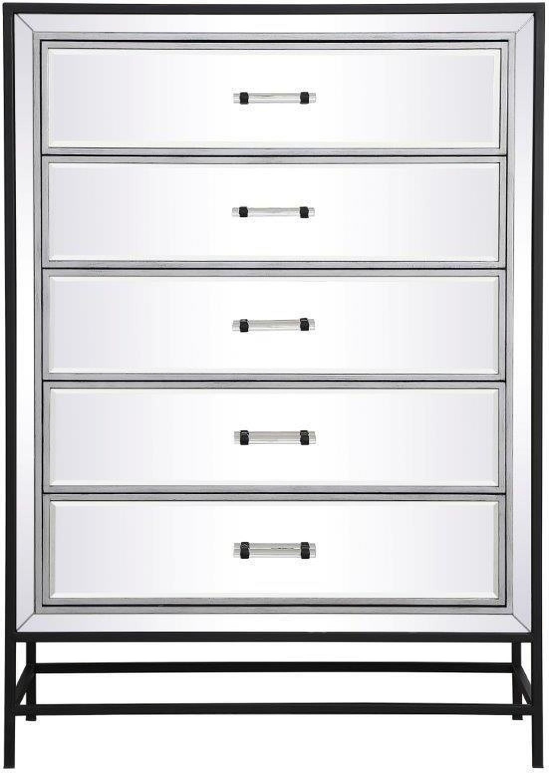 Beau 48 Inch Mirrored 6 Drawers Chest In Black By Elegant Lighting ... intended for Bailee 60" Mirrored 6-Drawer Chest, Black
