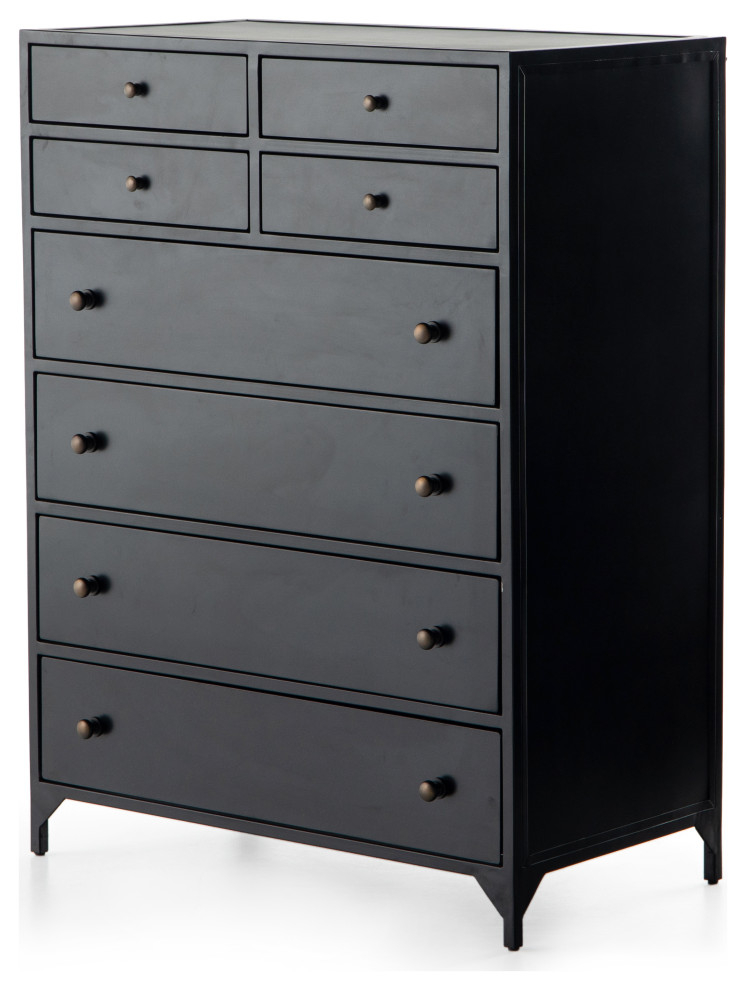 Belmont 8 Drawer Tall Dresser, Black - Industrial - Dressers - By Four ... pertaining to Understanding the craftsmanship behind black bedroom furniture