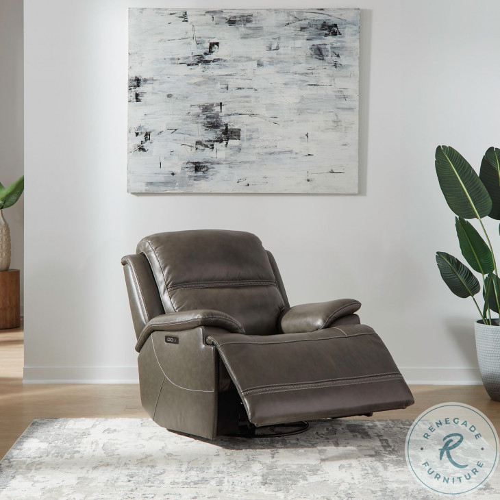 Bentley Graphite Gray Leather Swivel Glider Recliner From Liberty ... throughout Beyond the Look Understanding the Craftsmanship of Bentley Sofas