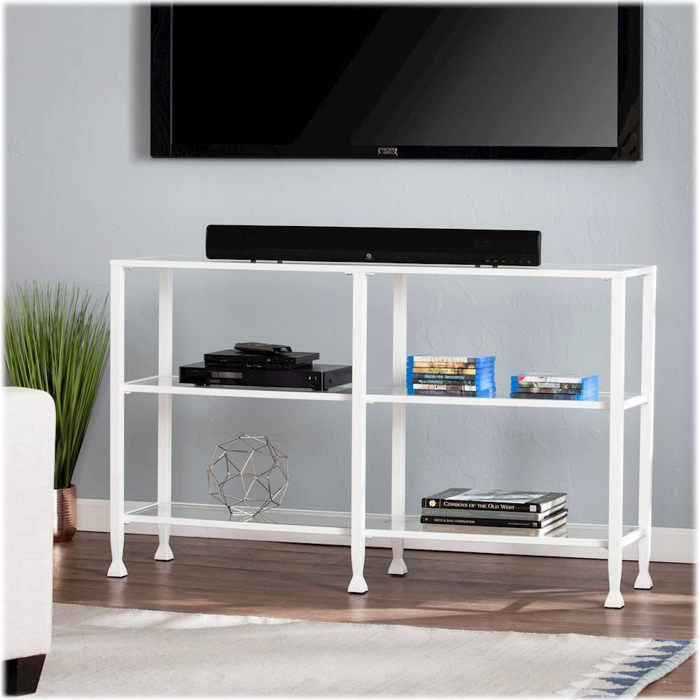 Best Buy: Sei Jaymes Metal/Glass 3-Tier Console Table Crisp White Cm4771 regarding The Art of Styling a Silver Jaymes Console Table for Modern Living
