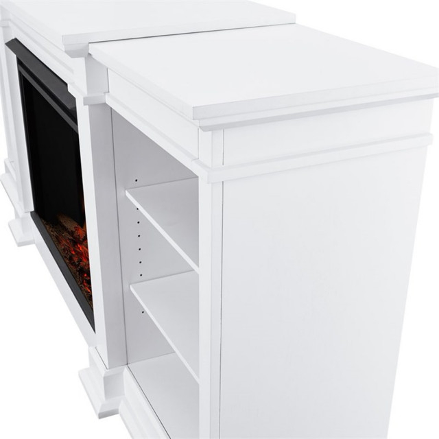 Bowery Hill 81" Modern Wood Entertainment Fireplace Tv Stand In White ... intended for Bowery Hill 81" Modern Wood Entertainment Fireplace Tv Stand In White/Black