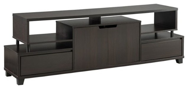 Bowery Hill Contemporary Wood Tv Console For Tvs Up To 71" In ... pertaining to Understanding the Design Philosophy Behind Modern Wood TV Stands