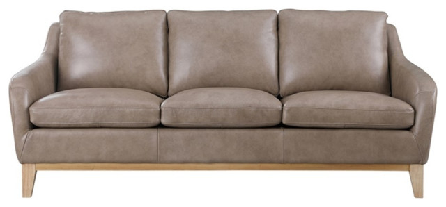 Bowery Hill Modern Geuine Leather & Hardwood Sofa In Sandy Brown - Sofas - By Homesquare | Houzz throughout Bowery Hill Modern Geuine Leather & Hardwood Sofa In Brown Finish