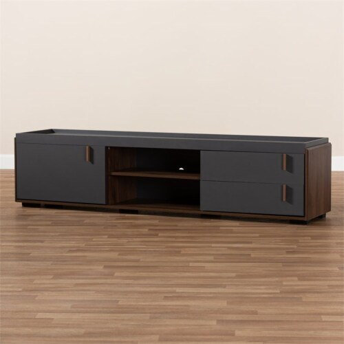 Bowery Hill Modern Wood Tv Stand For Tvs Up To 78 With 2-Drawer In Gray ... with Understanding the Appeal of Modern Wood TV Stands for Large-Screen Displays