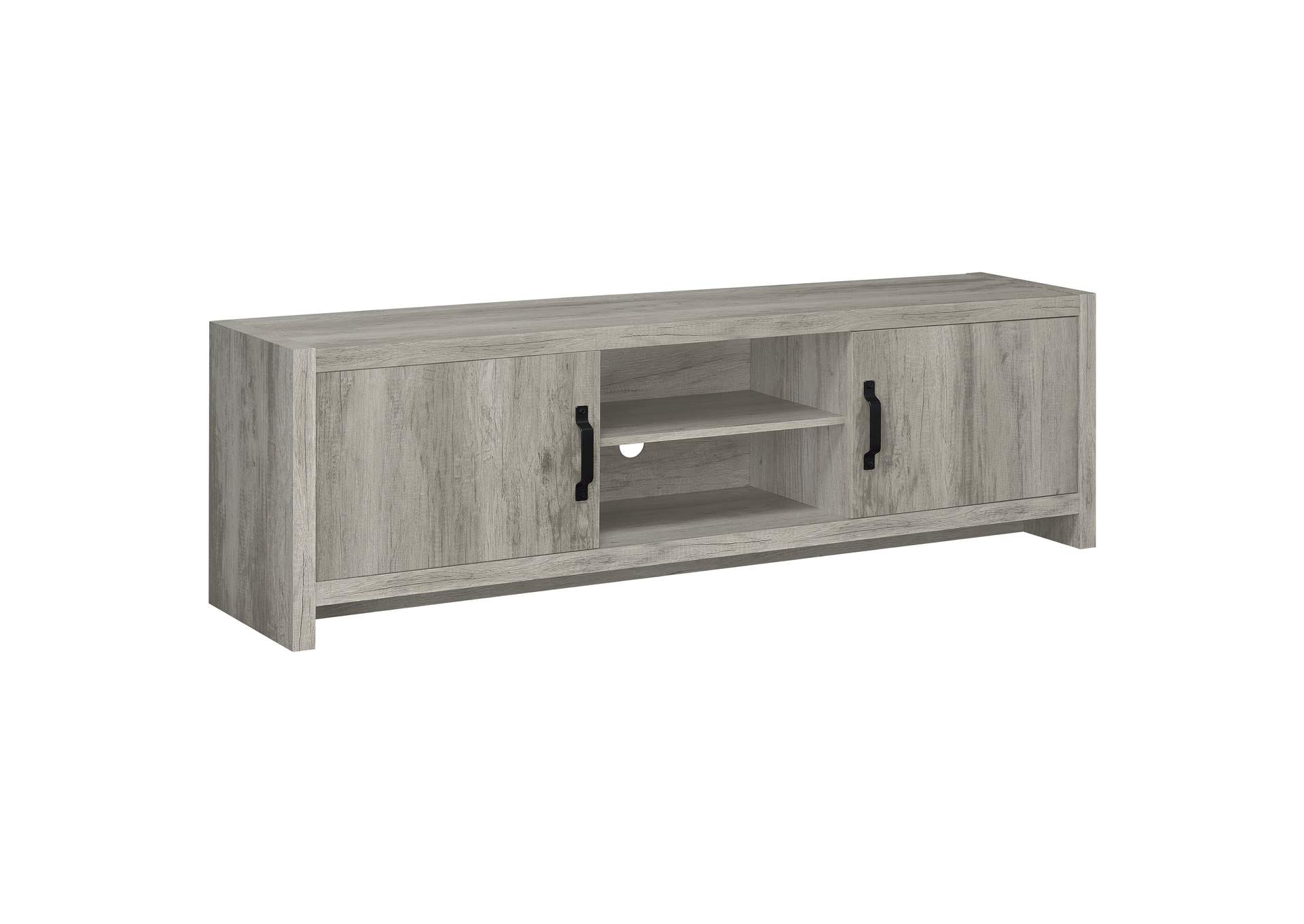 Burke 2-Door Engineered Wood 71-Inch Tv Stand Grey Driftwood regarding A Closer Look at the Burke Engineered Wood 71" TV Stand