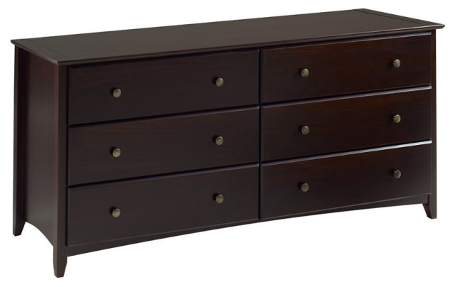 Camaflexi Shaker Style Solid Wood 6-Drawer Bedroom Dresser In Cherry ... pertaining to Investing in Quality Furniture The Enduring Appeal of Cherry Wood Dressers