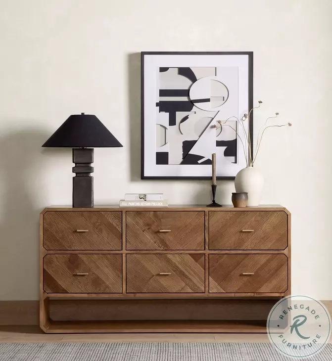 Caspian Natural Ash Veneer 6 Drawer Dresser From Four Hands | Coleman ... with Caspian 6 Drawer Dresser, Natural Ash Veneer