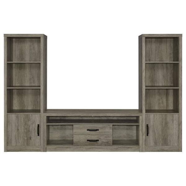 Coaster Burke 3-Piece Gray Driftwood Entertainment Center Fits Tv's Up ... in A Closer Look at the Burke Engineered Wood 71" TV Stand