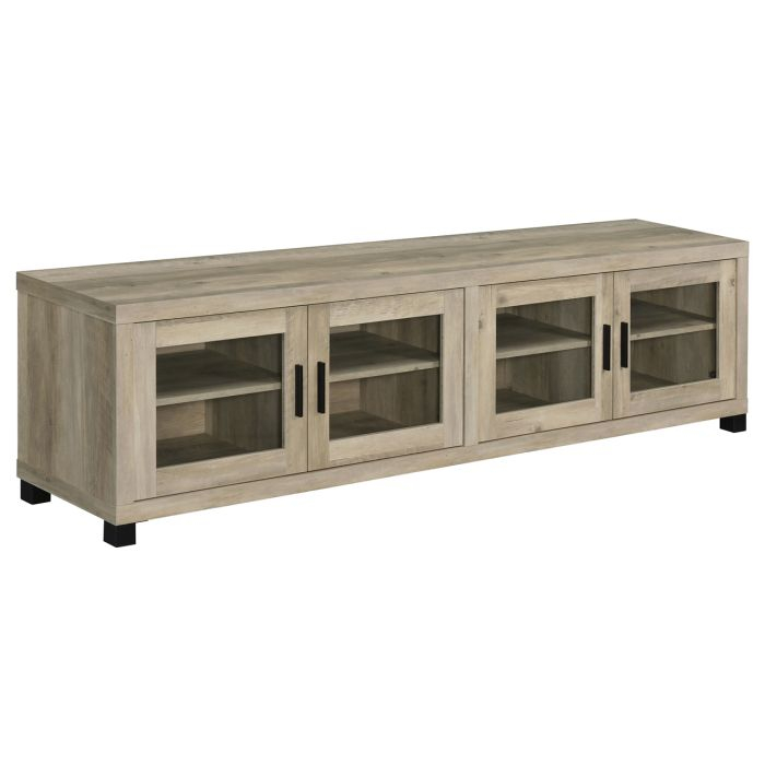 Coaster Sachin 4-Door Engineered Wood 79 Inch Tv Stand Distressed Pine ... regarding James 3-Drawer Engineered Wood 71" Tv Stand Distressed Pine