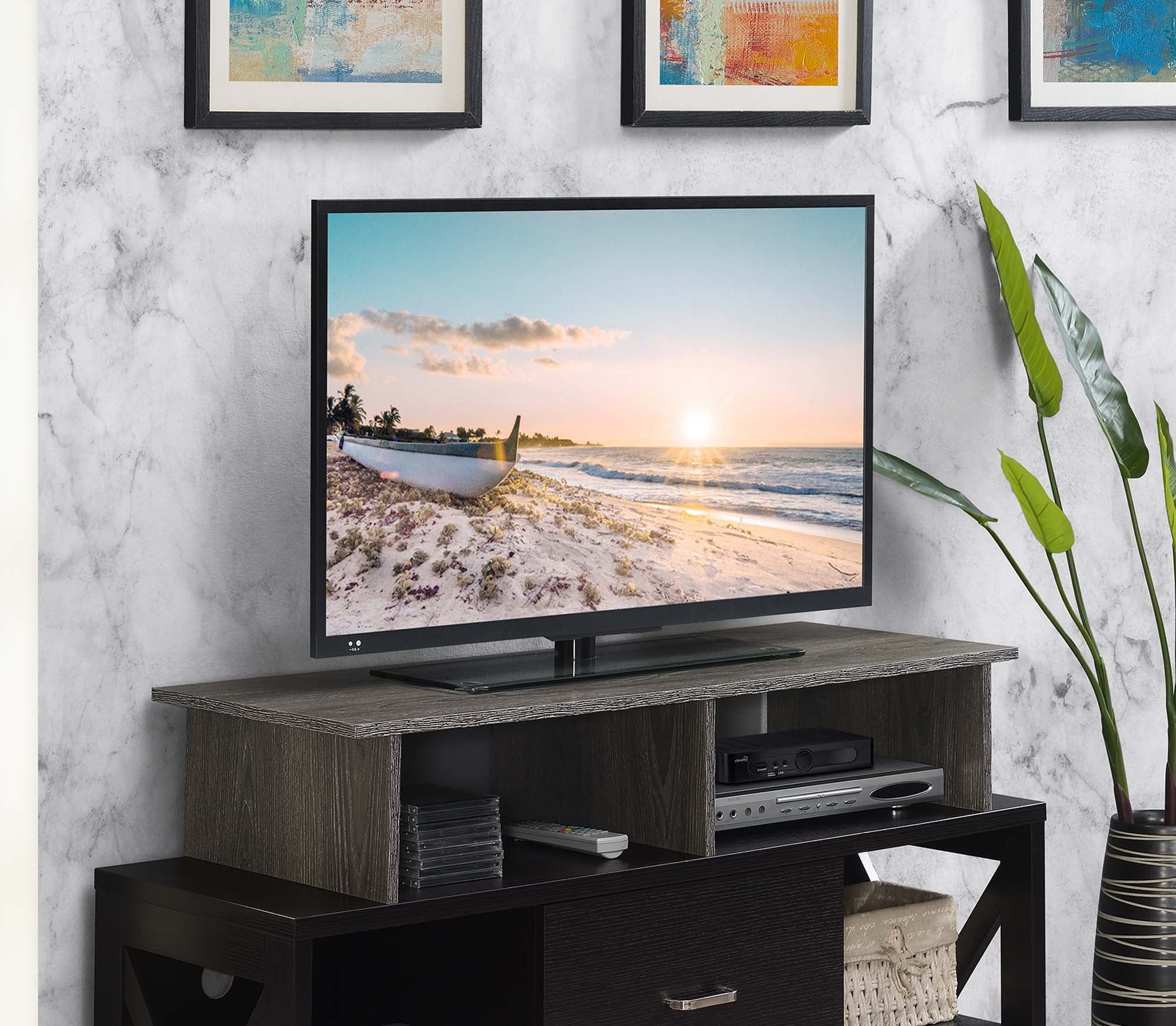 Convenience Concepts Designs2Go Tv/Monitor Riser For Tvs Up To 46 ... in Convenience Concepts Designs2Go Large Tv/Monitor Riser In Light Gray Wood Finish
