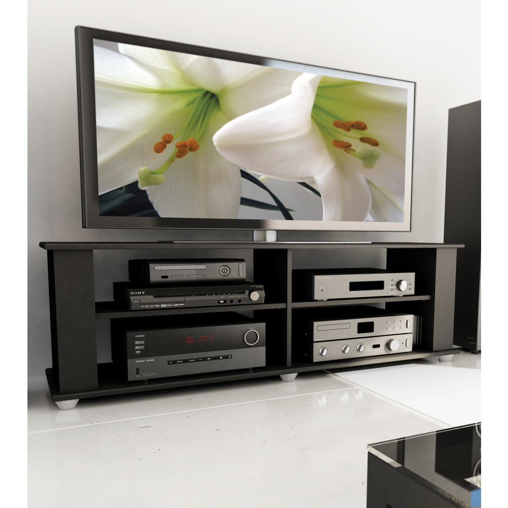 Corliving Fillmore 58" Wide Ravenwood Black Tv / Component Stand for Fillmore 58" Ravenwood Black Tv And Component Stand
