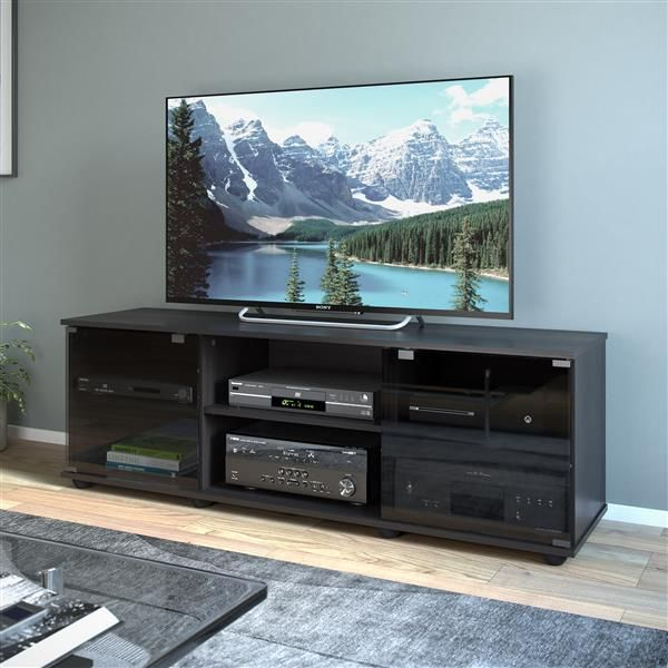 Corliving Tv Stand - Ravenwood Black - Tvs Up To 64" Fb-2600 - Reno ... pertaining to Fillmore 58" Ravenwood Black Tv And Component Stand