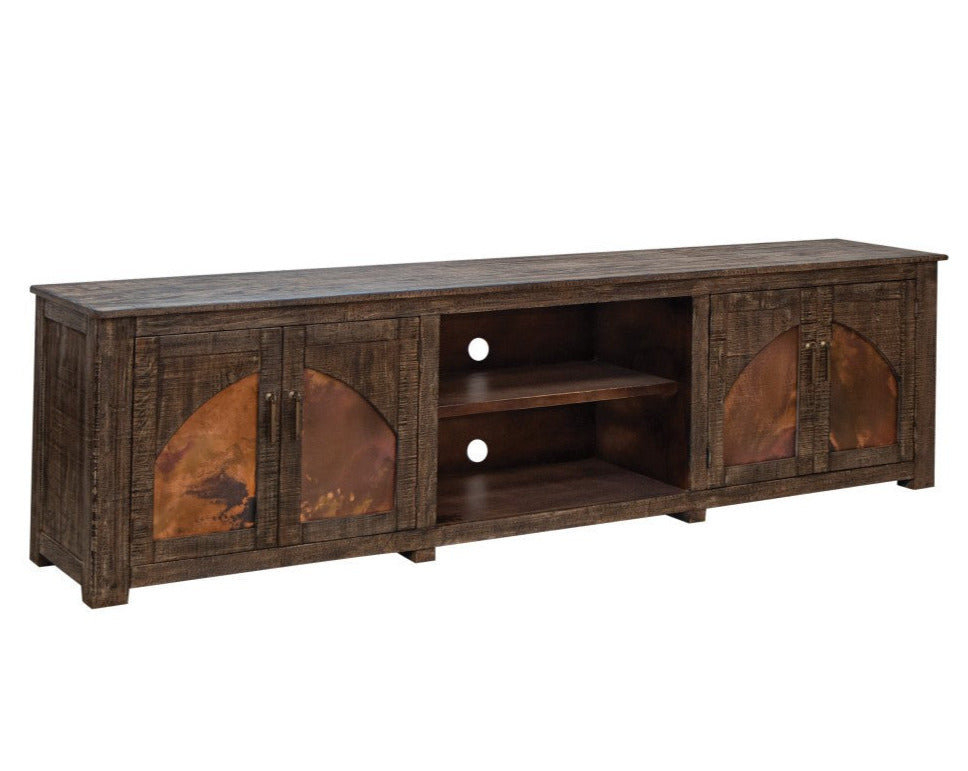Crafters And Weavers Mystic Pine Wood And Copper Tv Stand 93" | Wayfair within Crafters And Weavers Elements Collection Copper Tv Stand - 66", 66
