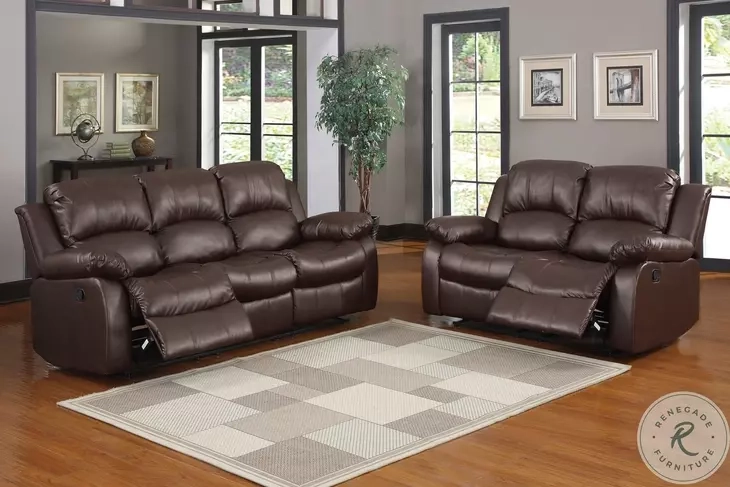 Cranley Brown Double Reclining Sofa From Homelegance (9700Brw-3) | Coleman Furniture inside Homelegance Cranley Double Reclining Sofa, Brown Leather