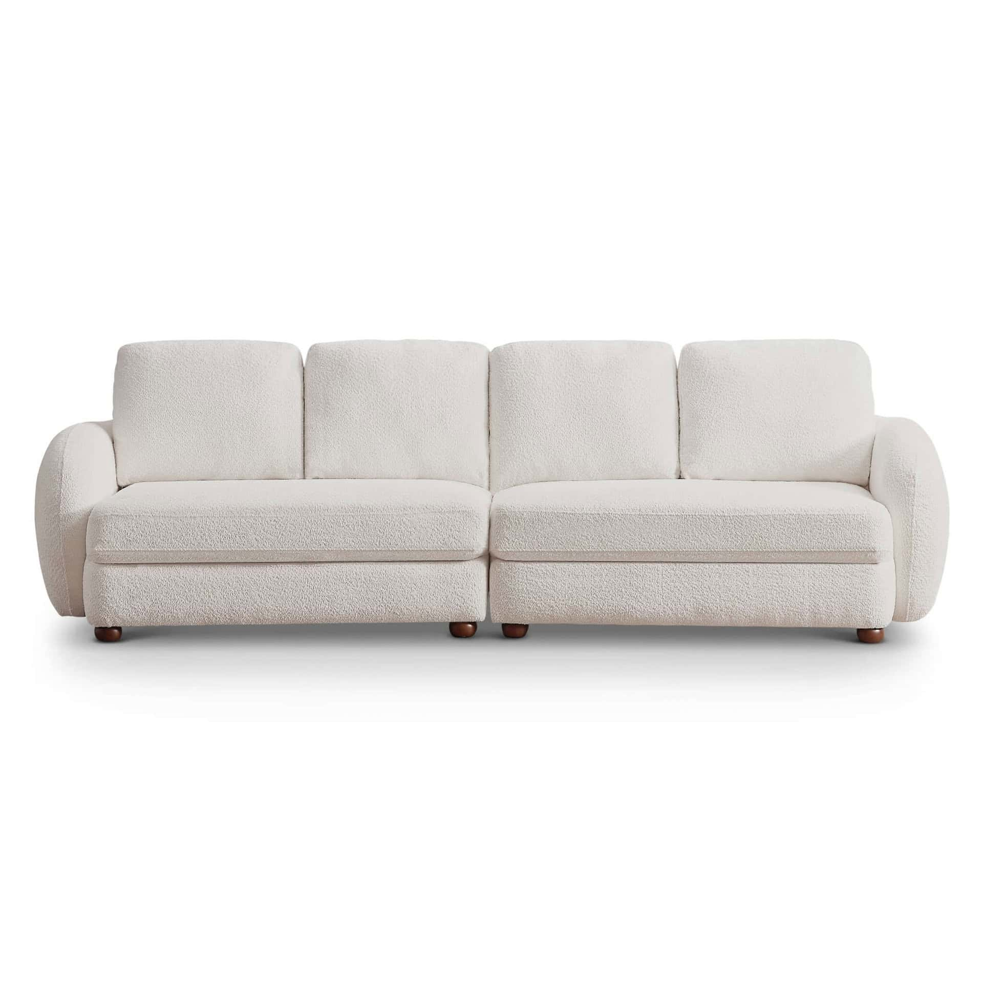 Cream Boucle Sofa With Solid Wood Legs And Puffy Cushions - Cave Supplies with regard to Expert Tips for Maintaining the Beauty of Your Boucle Sofa