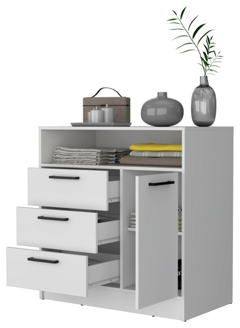 Cresco 3 Drawer Dresser - Transitional - Dressers - By Fm Furniture | Houzz regarding Cresco 3 Drawer Dresser, White
