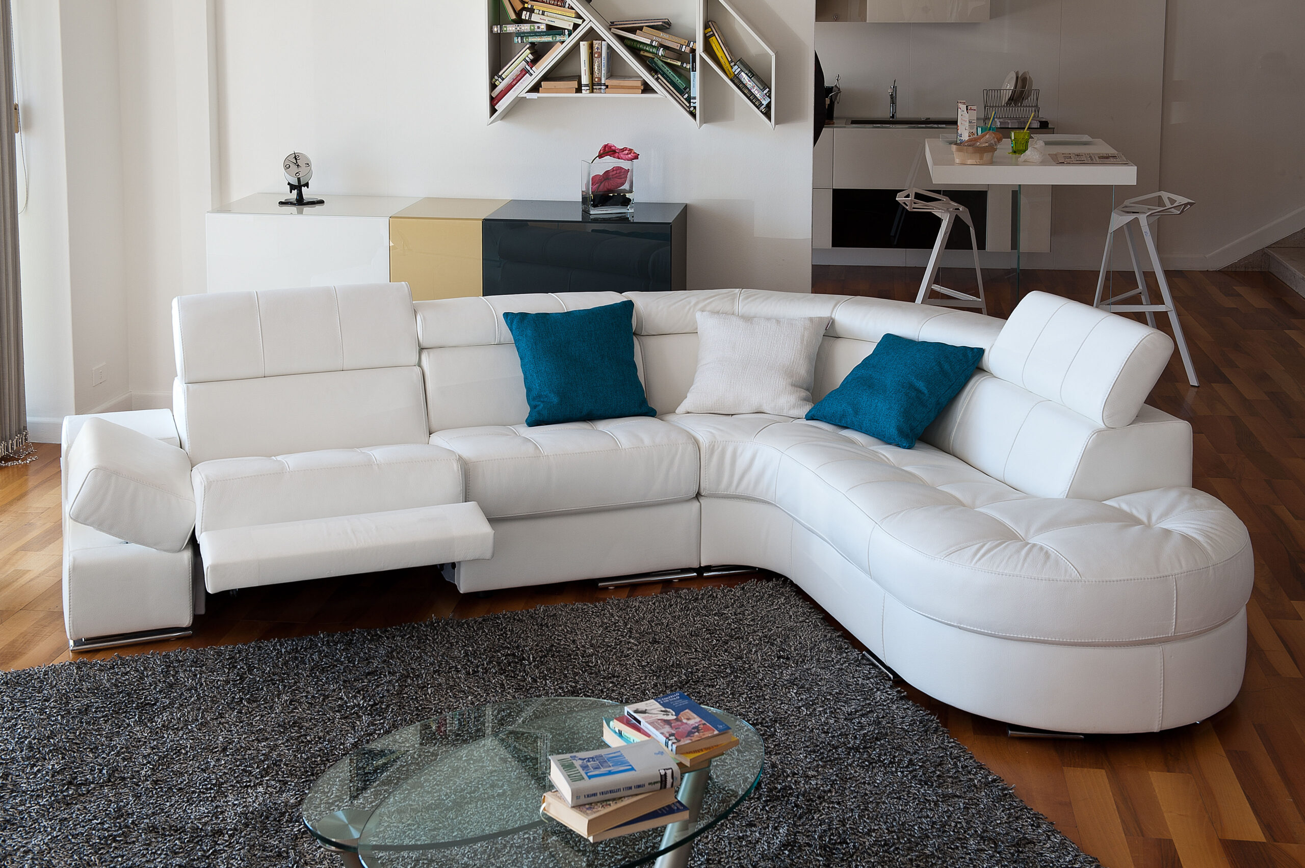 Curved Leather Sofa Couch | Baci Living Room with regard to Sofa Secrets: How To Choose The Right Arm Style