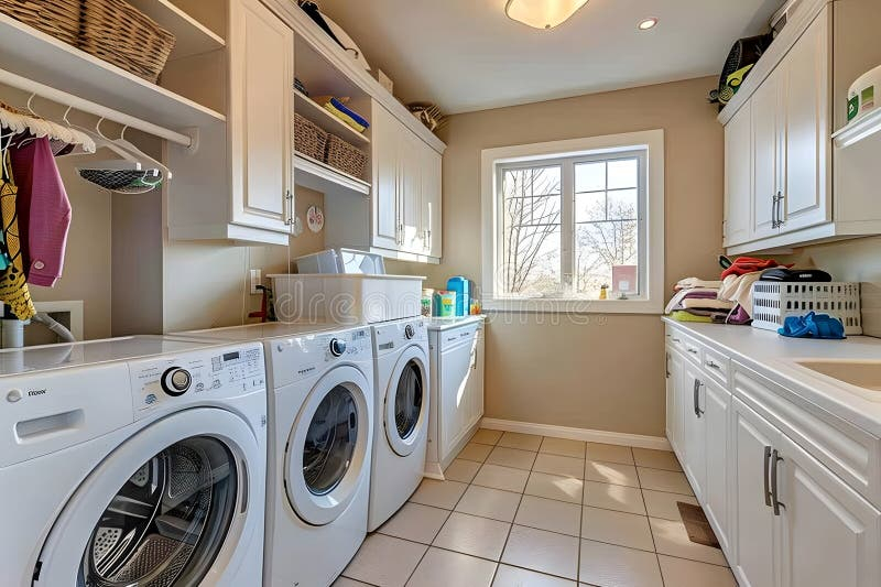 Designing A Dream Laundry Room, Efficient Space Planning With White ... in Unlocking Your Laundry Room's Potential How to Design for Ultimate Efficiency