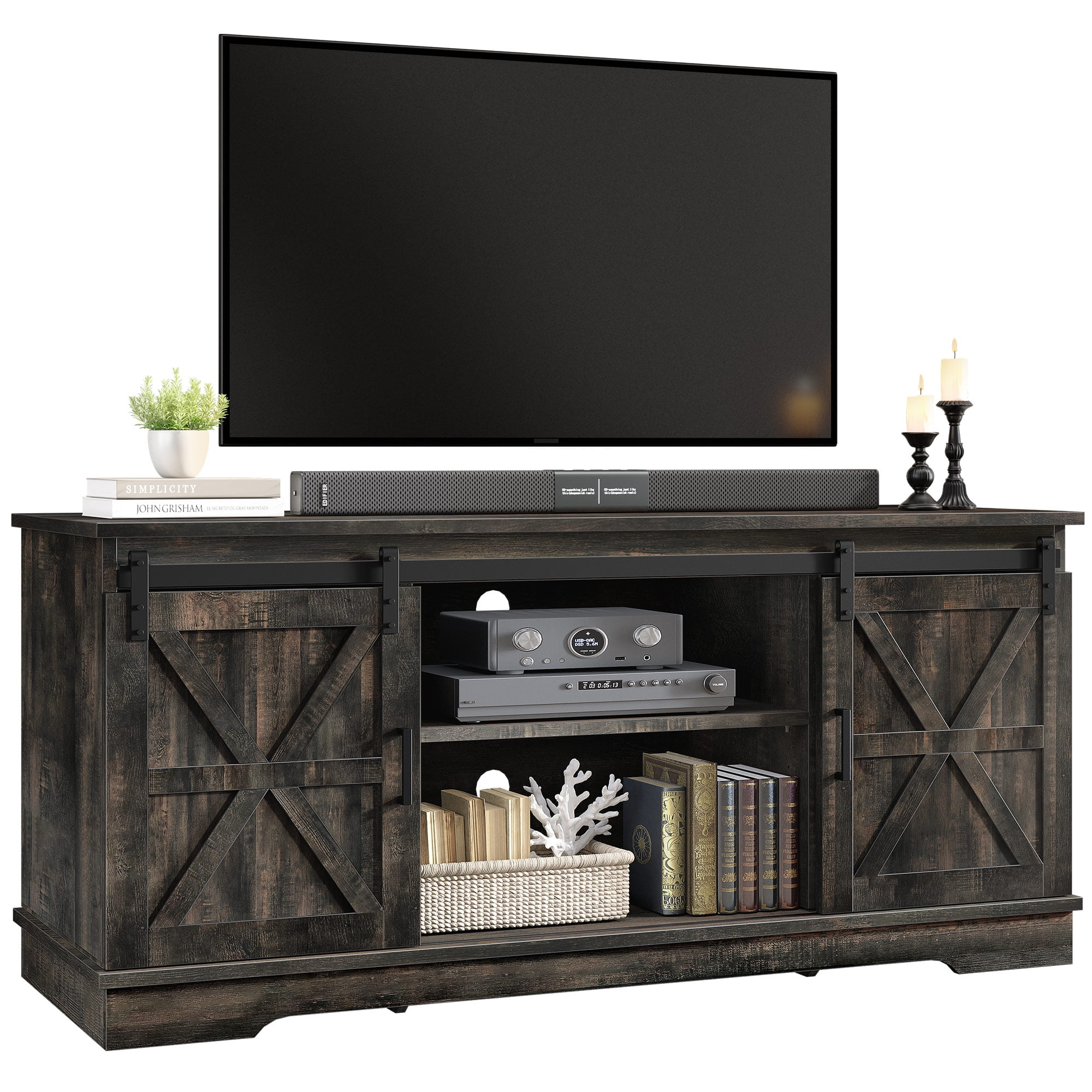 Dextrus Farmhouse Tv Stand For Tvs Up To 65'', Entertainment Center ... in Creating Cohesion in Living Spaces with farmhouse TV furniture