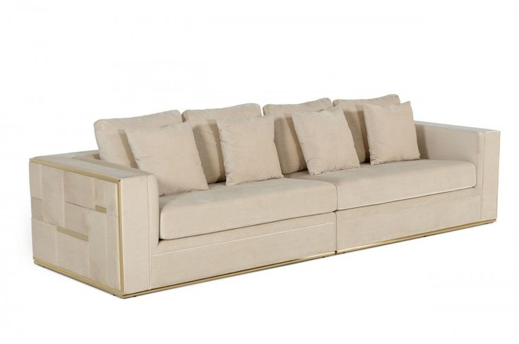 Divani Casa Mobray - Glam Beige And Gold Fabric Sofa | Fabric Sofa ... within Divani Casa Thrive Modern Beige Fabric + Antique Brass Sofa