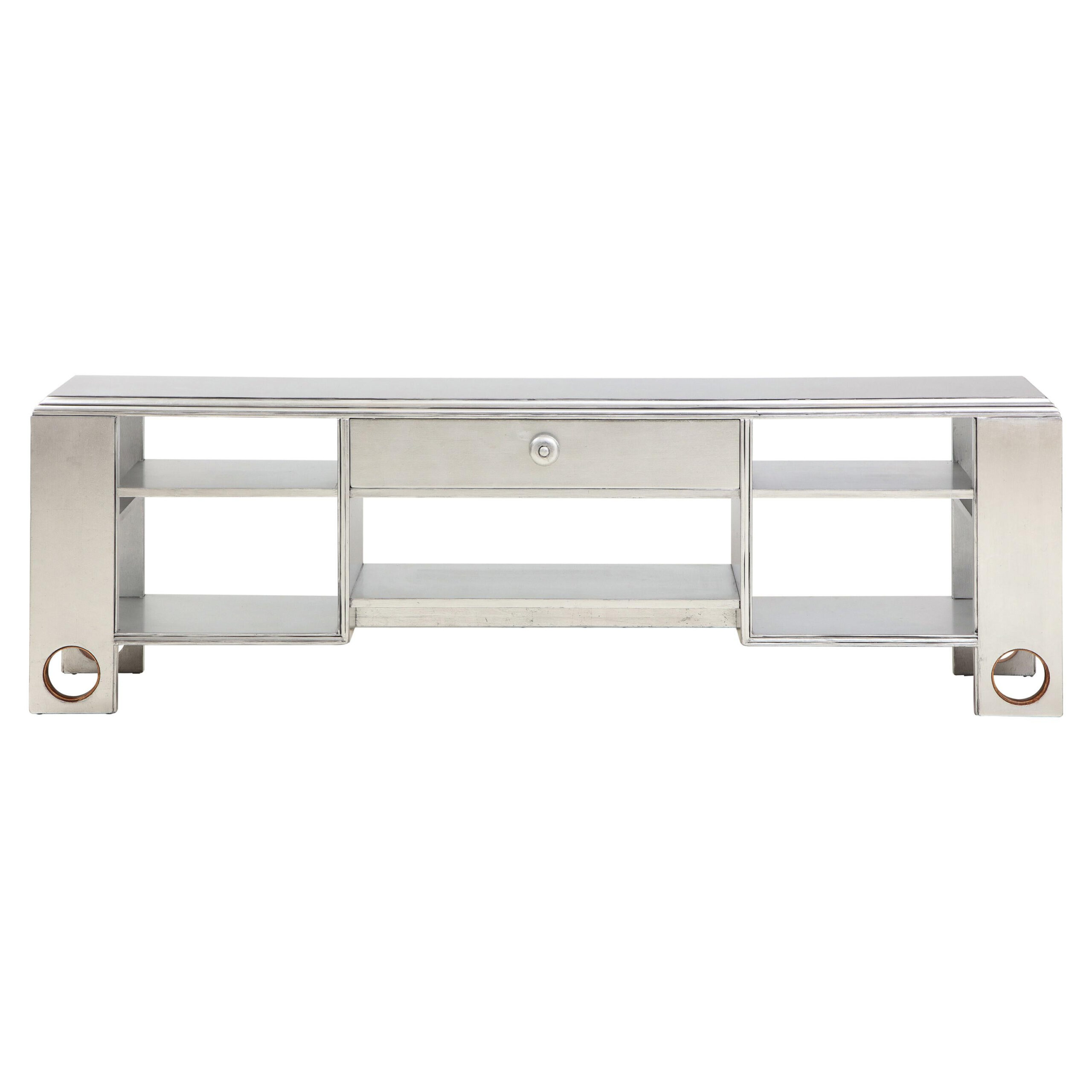 Ebonized Console Table In The Manner Of James Mont For Sale At 1Stdibs in Jaymes Console Table/Media Stand - Silver