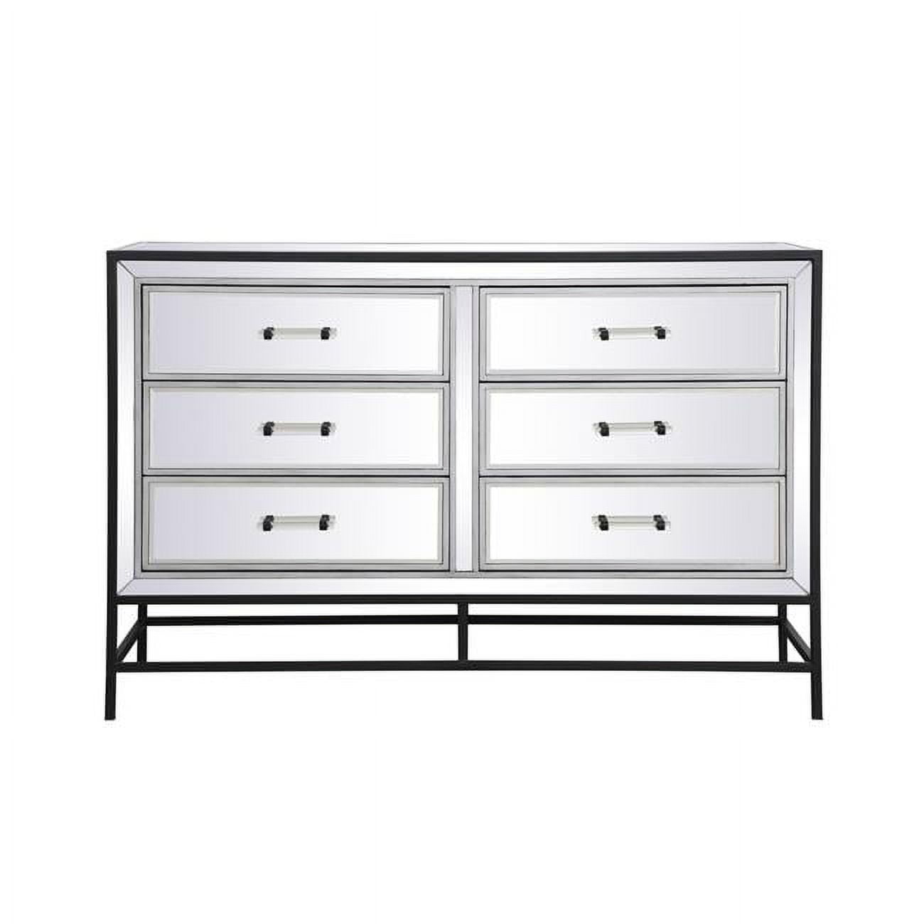 Elegant Decor 48 In. Mirrored 6 Drawers Chest, Black - Walmart.com for Bailee 60" Mirrored 6-Drawer Chest, Black