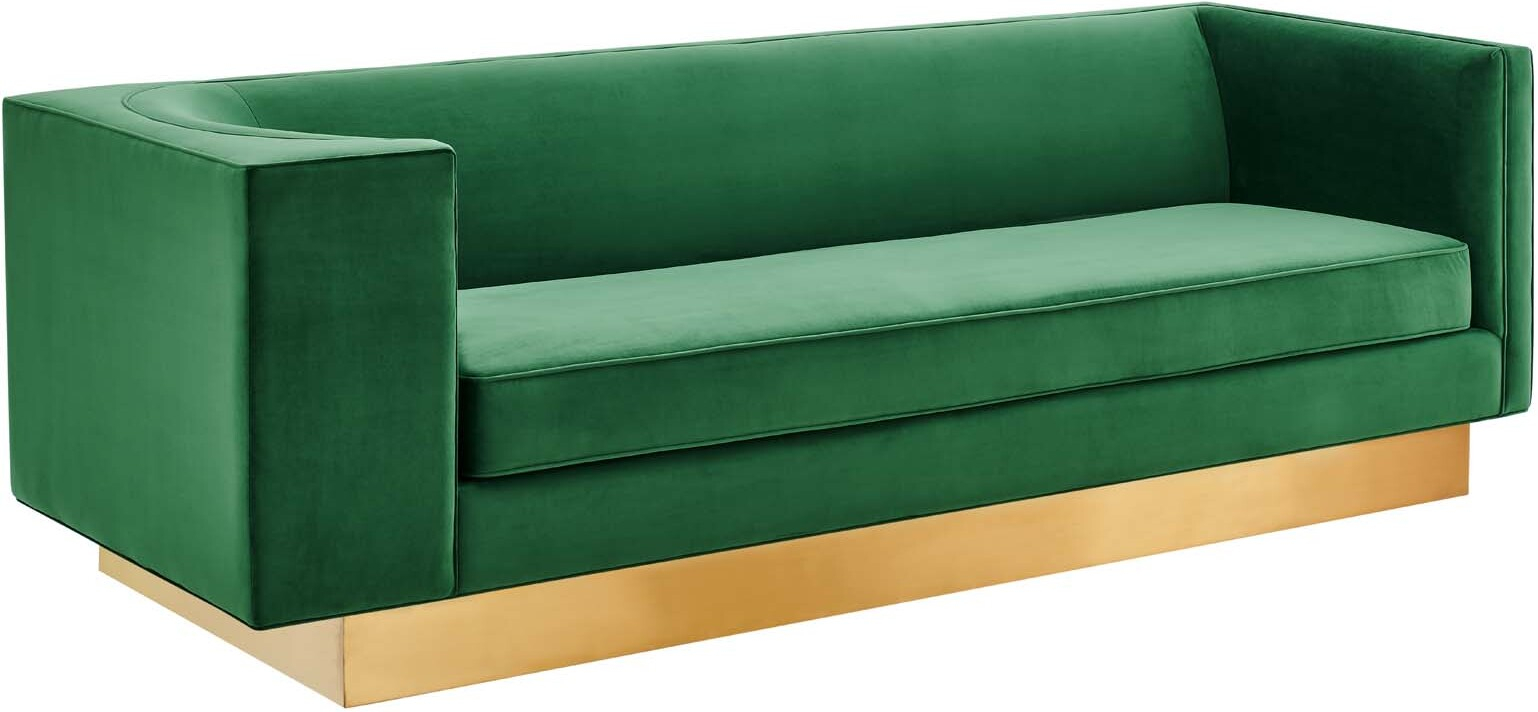 Eminence Upholstered Performance Velvet Sofa In Emerald By Modway ... with Eminence Upholstered Performance Velvet Sofa