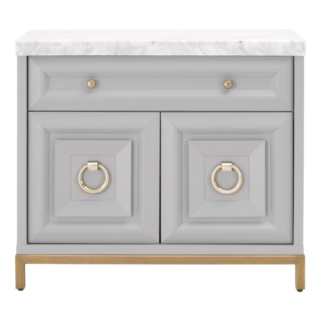 Essentials For Living Azure Media Chest ~ Dove Gray, White Carrera ... with regard to Real-Life Storage Challenges Solved by Azure Carrera 6-Drawer Double Dresser